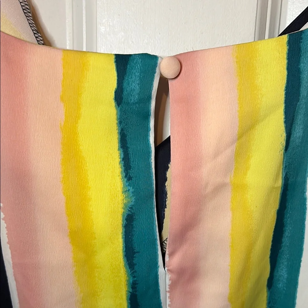 Lane Bryant Blue Yellow Boxy 3/4 Sleeve Blouse - Picture 8 of 9